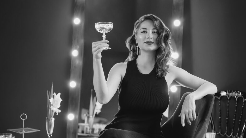 Woman drinking a cocktail